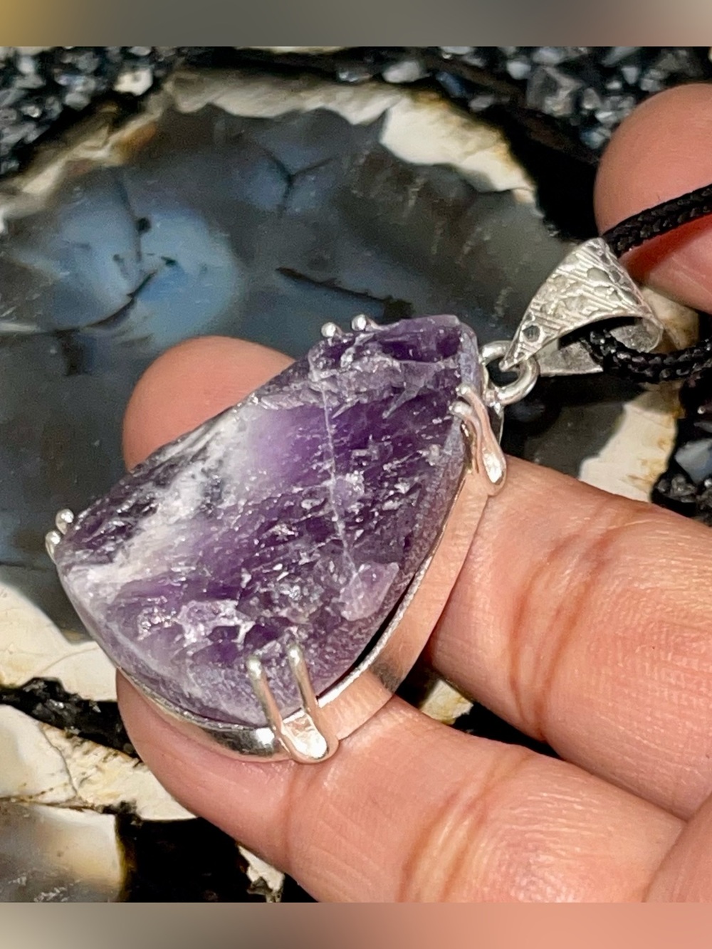 Rough Dogtooth Amethyst Pendant Necklace 1 1/2”